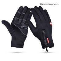 drivworld winter glove Windproof touch screen glove sport glove bicycle riding mittens warm fleece skiing (Black palm PU ordinary style M) - B079HXBSF5